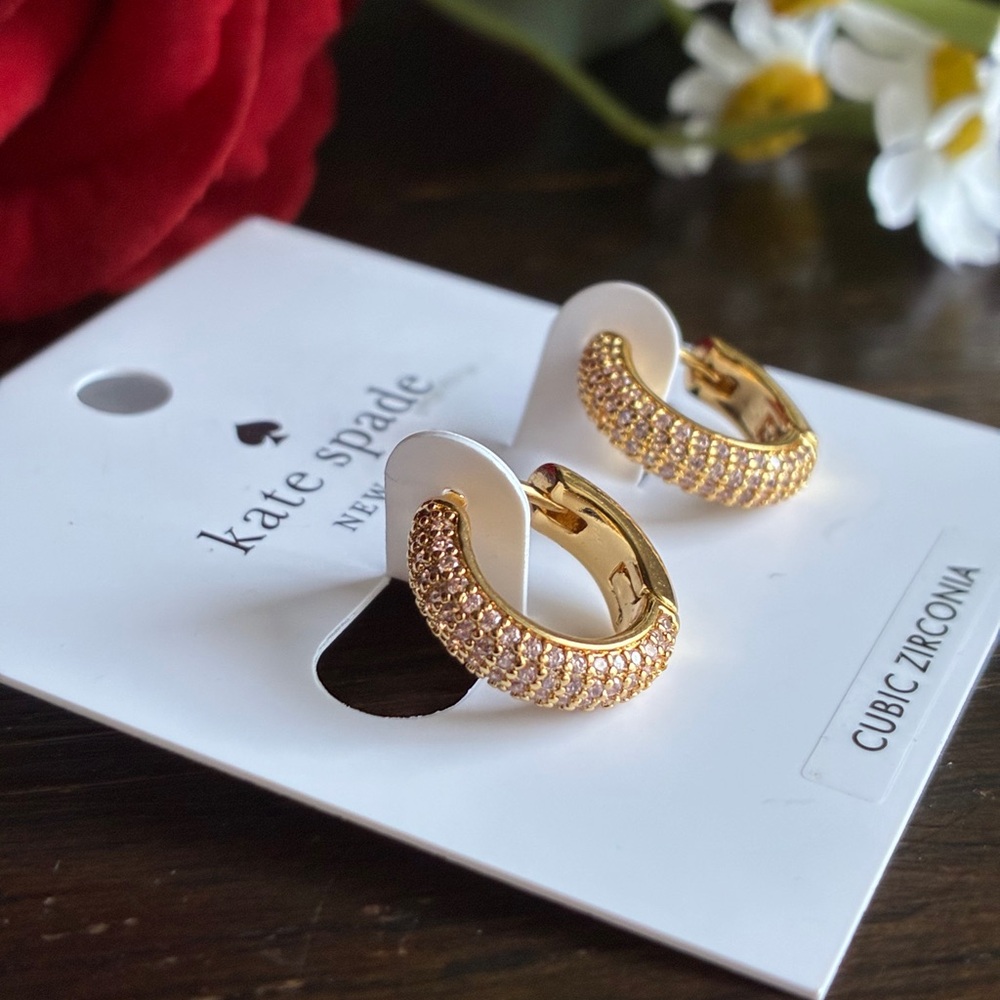 kate spade Gold Pave Cubic Zirconia Hoop Earrings